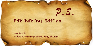 Páhány Sára névjegykártya