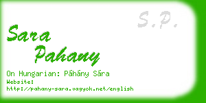 sara pahany business card